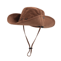 Chapeau de pêcheur unisexe pour la randonnée en plein air, le camping, imperméable, respirant, à large bord, pliable, avec sangle anti-vent sous le menton
