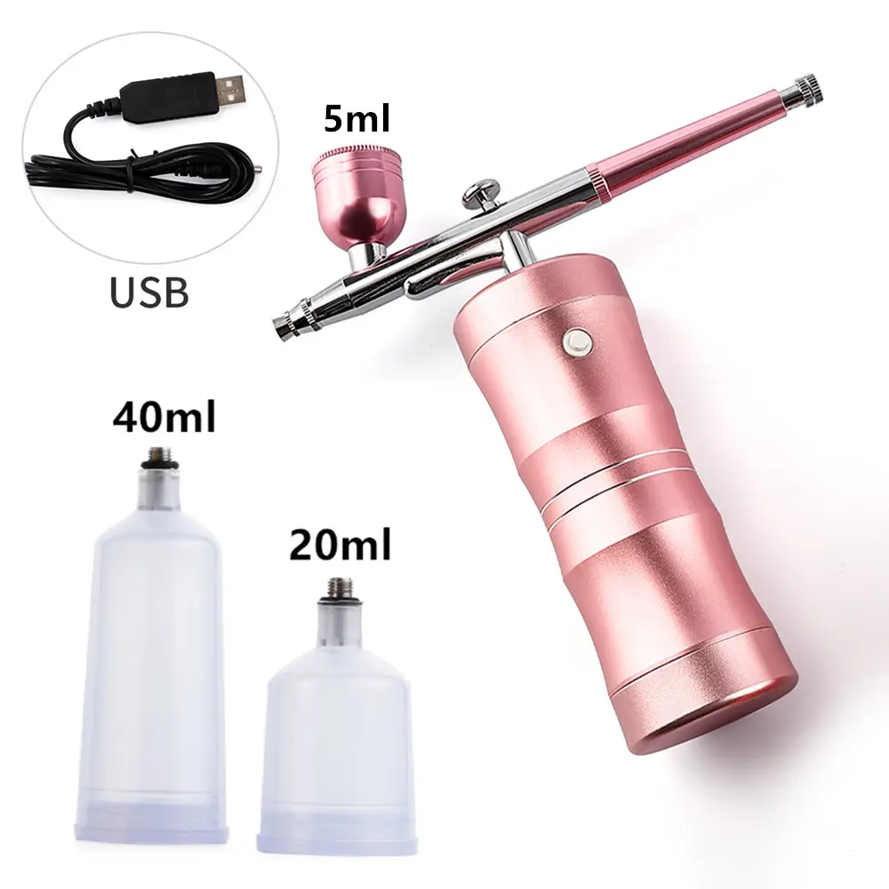 Venta caliente Mini inalámbrico USB recarga facial aerógrafo maquillaje belleza tatuaje conjunto pastel aerógrafo Kit para uñas con compresor de aire
