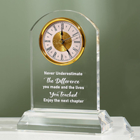 Cristal personnalisé bureau dôme arc horloge verre académie trophée remise des diplômes récompenses certificat Plaque appréciation cadeaux