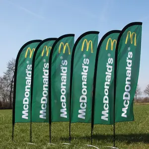 Bandera publicitaria de diseño personalizado, banderín con diseño de plumas al aire libre, poste volador para playa, soporte de bandera en forma de lágrima