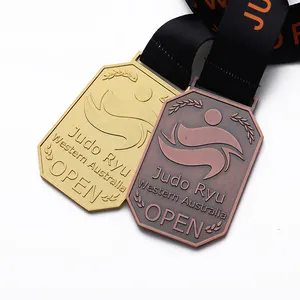 gold plated commemorative tokens award jiu jitsu medal