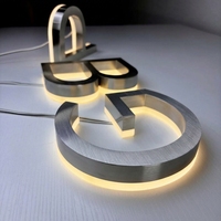 Lettres en relief 3D personnalisées rétroéclairées en acier inoxydable avec logo LED Halo pour enseigne de magasin, devanture de commerce, signalétique murale