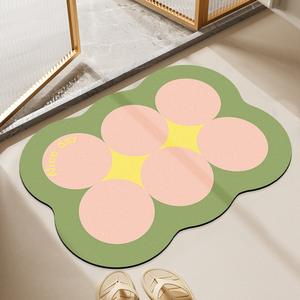 Alfombra de baño con diseño abstracto, forma novedosa, fibra de poliéster, antideslizante, para uso doméstico, color café, negro y gris - Product Image 2