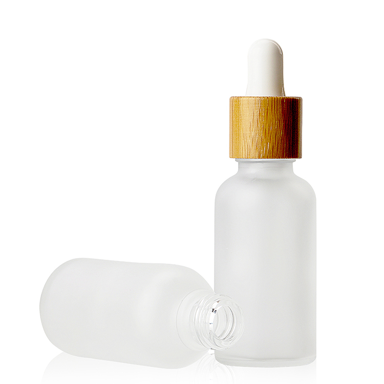 Glass Bottle With Dropper 50ml Essential Oil 5ml 10ml 15ml 20ml 30ml 1oz 50ml 100ml Frosted Glass Tincture Bottles With Bamboo Pipette Dropper/