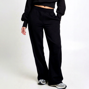Premium <b>Women</b> Black Wide Leg Sweatpants High Waist Casual Loose Fit <b>Lounge</b> <b>Trousers</b> Straight Leg Jogger Pants Athletic Wholesale - Product Image 1