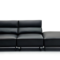 Canapé d'angle moderne en cuir pleine fleur de 3,6 m pour appartement, avec pieds en acier inoxydable, mobilier italien
