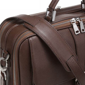 工場カスタムラージブラウンカウレザーブリーフケース男性用品質イタリアンレザーラップトップバッグメッセンジャーアタッチケースストラップ付き - Product Image 6