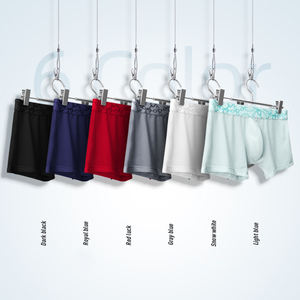 Boxer da <span class=keywords><strong>Uomo</strong></span> in Cotone a Vita Media, Slip Tinta Unita Traspiranti, Logo Personalizzabile, Taglie Grandi, Intimo Maschile - Product Image 2