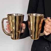Mug en verre au design minimaliste créatif avec bande argentée laser, pour usage domestique – Tasse à café et lait hautement esthétique