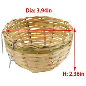 ตะกร้ารังนกไม้ไผ่ทอทรงกลมขนาดเล็กทนทานสำหรับตกแต่งกรงนกแก้วและนกบัดจี้ - Product Image 4