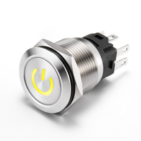 Interrupteur à bouton-poussoir 12V 5A avec anneau lumineux LED, indicateur lumineux, IP65, acier inoxydable/aluminium, 1NO1NC, pour appareils électroménagers