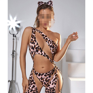 Lencería erótica europea y americana, disfraz de cadena de Cosplay de leopardo, lencería Sexy para juegos de rol de <span class=keywords><strong>Catgirl</strong></span> con oreja de gato - Product Image 2