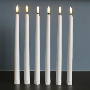 Long Plastic LED Candle Flickering Deco Dancing Flames Electric Tall Gold Taper Candle for Wedding Crystal Candelabra