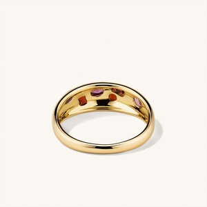 Bijoux personnalisés en argent sterling 925, prix de gros, pierres précieuses, mariage, fête, unisexe, anneaux en dôme arc-en-ciel, anneaux épais - Product Image 4