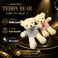 Ours en peluche blanc avec capuche, jouet en peluche doux, poupée en peluche pour cadeau d'anniversaire