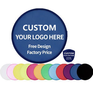 Disque volant en polyester souple avec logo personnalisé Éventail rond pliable à la main avec pochette Disque volant pliable imprimé personnalisé avec poche - Product Image 1