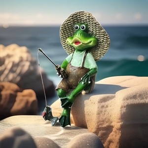 Figurine de grenouille en résine, ornement décoratif de jardin pour aquarium, cadeau de bureau - Product Image 1