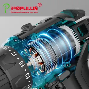 iPOPULUS 21 فولت متعددة الوظائف مفك كهربائي بدون فرشاة طقم أدوات كهربائية 21 فولت كيت كومبو ماكس 10 أدوات مطرقة دوارة مثقاب لاسلكي