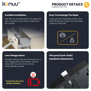 Serrure de Meuble Invisible et Magnétique TTLOCK, Verrou Intelligent Sans Clé avec Capteur NFC RFID Électronique, pour Tiroir et Armoire - Product Image 3