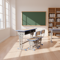 Ensemble de bureau et chaise scolaire en métal moderne, réglable en hauteur, design ergonomique, pour la maison, le bureau et la chambre à coucher