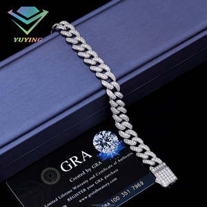 Fashion Hip Hop Jewelry 925 Silver 10MM 2rows Cuban Link Chain Luxury GRA Certificate Iced Out VVS D Color Moissanite <b>Bracelets</b> - Product Image 2