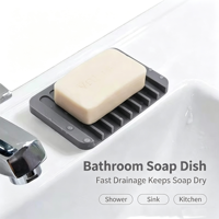 Porte-savon en silicone à drainage rapide, antidérapant, avec rainures courbes, pour salle de bain, douche, évier de cuisine, comptoir