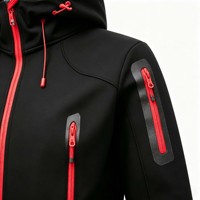 Hochwertige Herren-Fallschirm-Softshell-Jacke Wasserdicht mit Reißverschluss vorne und Kapuze Winddicht Schnelltrocknend Leichtgewichtig Sommer-Print