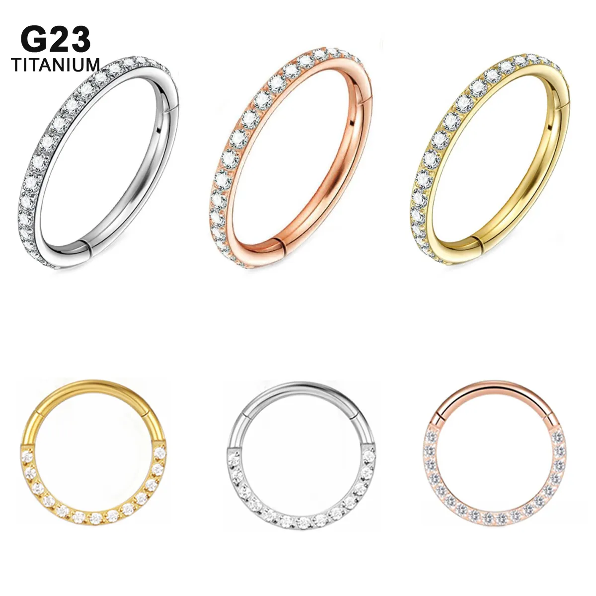 16G ASTM F136 titanio setto Clicker nasello anello Daith Piercing corpo gioielli zirconi cubici
