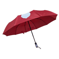 Parapluie automatique à 3 plis, 10 baleines robustes, à changement de couleur rouge magique, personnalisable avec logo, vente chaude