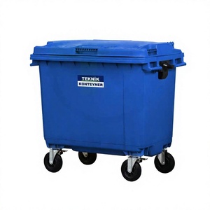 660L Blue <b>Plastic</b> Wheeled Outdoor Waste <b>Bin</b> <b>with</b> <b>Lid</b> for Recycling and Waste Management - Product Image 1