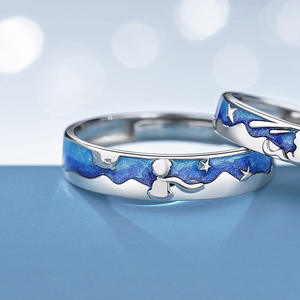 QH 925 alla moda argento stile antico coppia anello-piccolo <span class=keywords><strong>principe</strong></span> e volpe Design, ornamenti Hanfu per fidanzamento matrimonio di San Valentino - Product Image 5