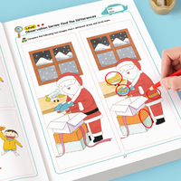 Cahier d'exercices de recherche de différences, versions basique et avancée, livre de puzzle de dessins animés pour enfants, livre d'activités d'entraînement à la concentration, 32 pages