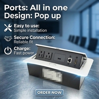 Prise de table multifonctionnelle BNT IP44 à 2 sorties USB A+C, ports multimédia RJ45, construction en alliage d'aluminium, usage commercial encastré