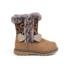 Stivali Invernali per Bambine <span class=keywords><strong>con</strong></span> Stampa Leopardata, Caldi in Camoscio <span class=keywords><strong>con</strong></span> Finiture in Pelliccia e Fodera in Cotone - Product Image 1