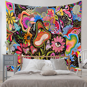 Grande <span class=keywords><strong>fleur</strong></span> abstraite personnalisable en 3d, couleur vive, style boho, décoration de maison, affiches hippie, décor de mur de maison, <span class=keywords><strong>tapisserie</strong></span> de champignon pour les yeux - Product Image 1