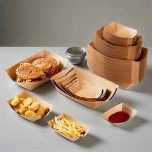 Disposable Customized Boat <b>Tray</b> Kraft Paper Take Away Food Packing Microwavable Eco-friendly Paper Food <b>Tray</b> - Product Image 4