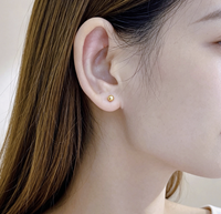 Boucles d'oreilles clous minimalistes en or massif 18 carats avec mini-boules et fermoir à vis, pour femmes, bijoux fins quotidiens