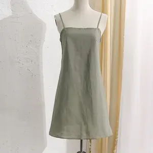 Vestidos casuais femininos de alta qualidade sem mangas de algodão branco e linho, mini vestidos casuais de verão para mulheres, personalizados por atacado