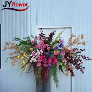 Décoration de fond en tissu réaliste avec des roses, des pivoines et des orchidées, rangée de fleurs suspendues pour mariage, fête, rentrée scolaire - Product Image 3