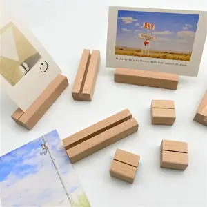 Di alta qualità in legno di faggio calendario Base foto Base base trading card stand Menu in legno titolare della carta di legno Base