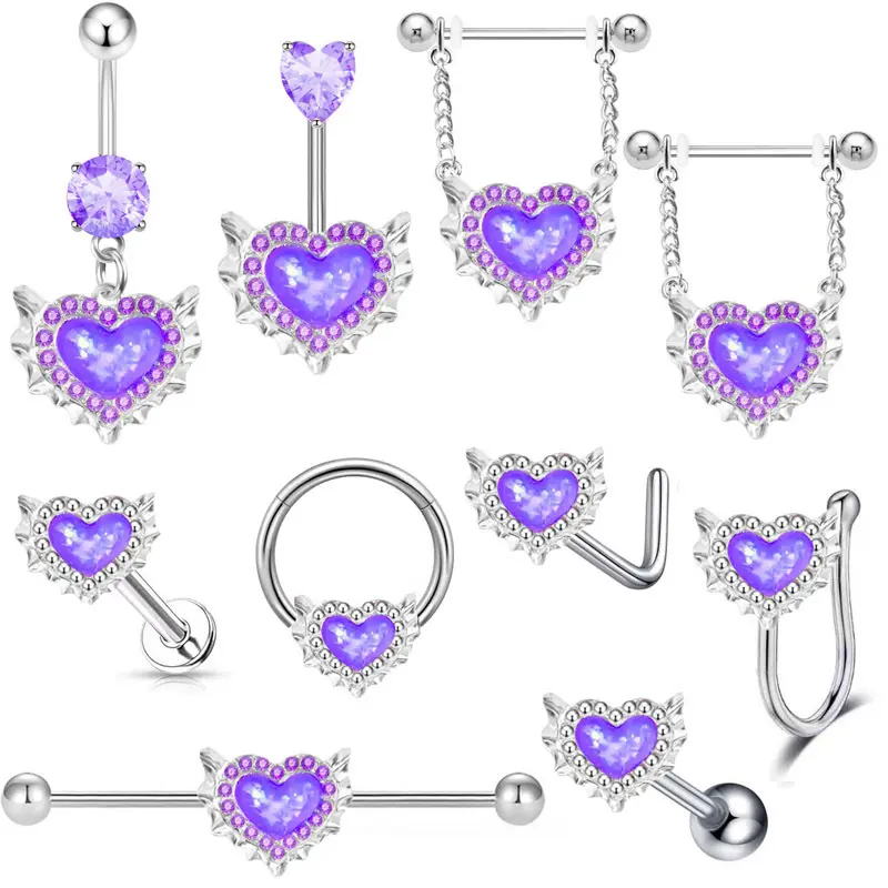 Fashion jewelry Body chain Purple multi-part piercing jewelry stainless steel jewelry Belly rings wholesale