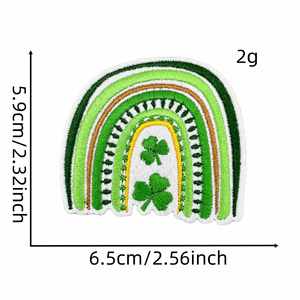 Nouveau Patch Brodé Thermocollant Vert Clair pour la Saint-Patrick, Motif Chapeau Arc-en-ciel, Cœur et Trèfle à Quatre Feuilles, pour T-shirts et Sweats à Capuche - Product Image 3