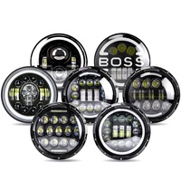 Système d'éclairage de moto tout-terrain Auto Hi-lo avec lentille DRL jaune et blanche, phares LED ronds de 7 pouces pour Jeep Wrangler JK JL