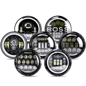 Système d'éclairage de moto tout-terrain Auto Hi-lo avec lentille DRL jaune et blanche, phares LED ronds de 7 pouces pour Jeep Wrangler JK JL - Product Image 1