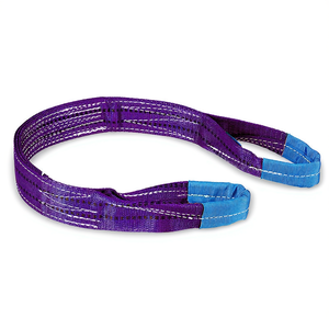 Sangles plates en polyester Fervi, extrémités violettes et bleues, longueur 2 m, équipement de levage robuste - Product Image 2