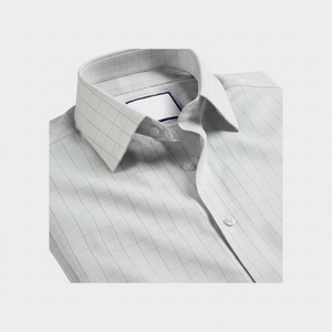 Camisa de vestir ajustada con cuadros de pata de gallo, prenda de vestir elástica (Regular y Grande) - Product Image 1