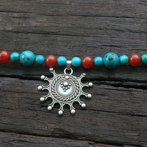 <span class=keywords><strong>Bijoux</strong></span> de costume slavons médiévaux : Collier soleil en lapis-lazuli et cornaline pour femmes et hommes - Product Image 5