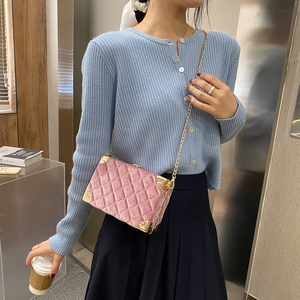 Borsa a Tracolla da Donna alla Moda in Velluto Dorato con Diamanti, Borsa a Tracolla con Catena, <span class=keywords><strong>Pochette</strong></span> in Acrilico - Product Image 2