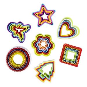 Cookie Cutter Set 6Pcs Plastic Heart Flower Star Round Square Mold For Baking Cake Decorating Eco-Friendly - Product Image 1