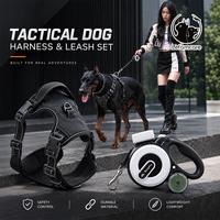 Ensemble laisse rétractable et harnais pour grand chien, robuste, 55 lb, gilet tactique anti-traction pour grandes races